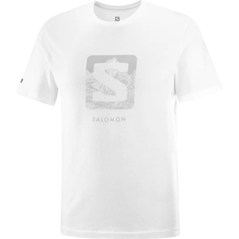 White Salomon Outlife Logo Short Sleeve Men's T-Shirts | IE RI5697